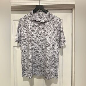 Peter Millar White Polo with Small Navy Dot Print
